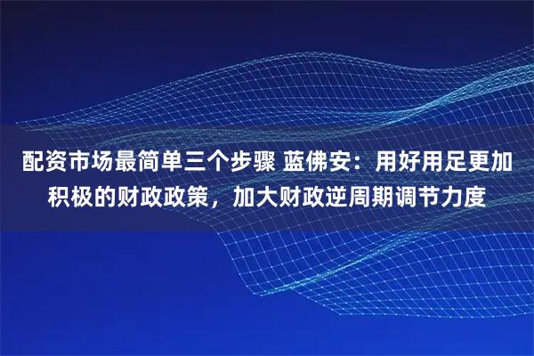 配资市场最简单三个步骤 蓝佛安：用好用足更加积极的财政政策，加大财政逆周期调节力度
