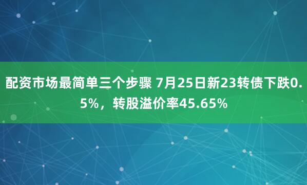 配资市场最简单三个步骤 7月25日新23转债下跌0.5%，转股溢价率45.65%