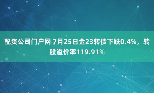 配资公司门户网 7月25日金23转债下跌0.4%，转股溢价率119.91%